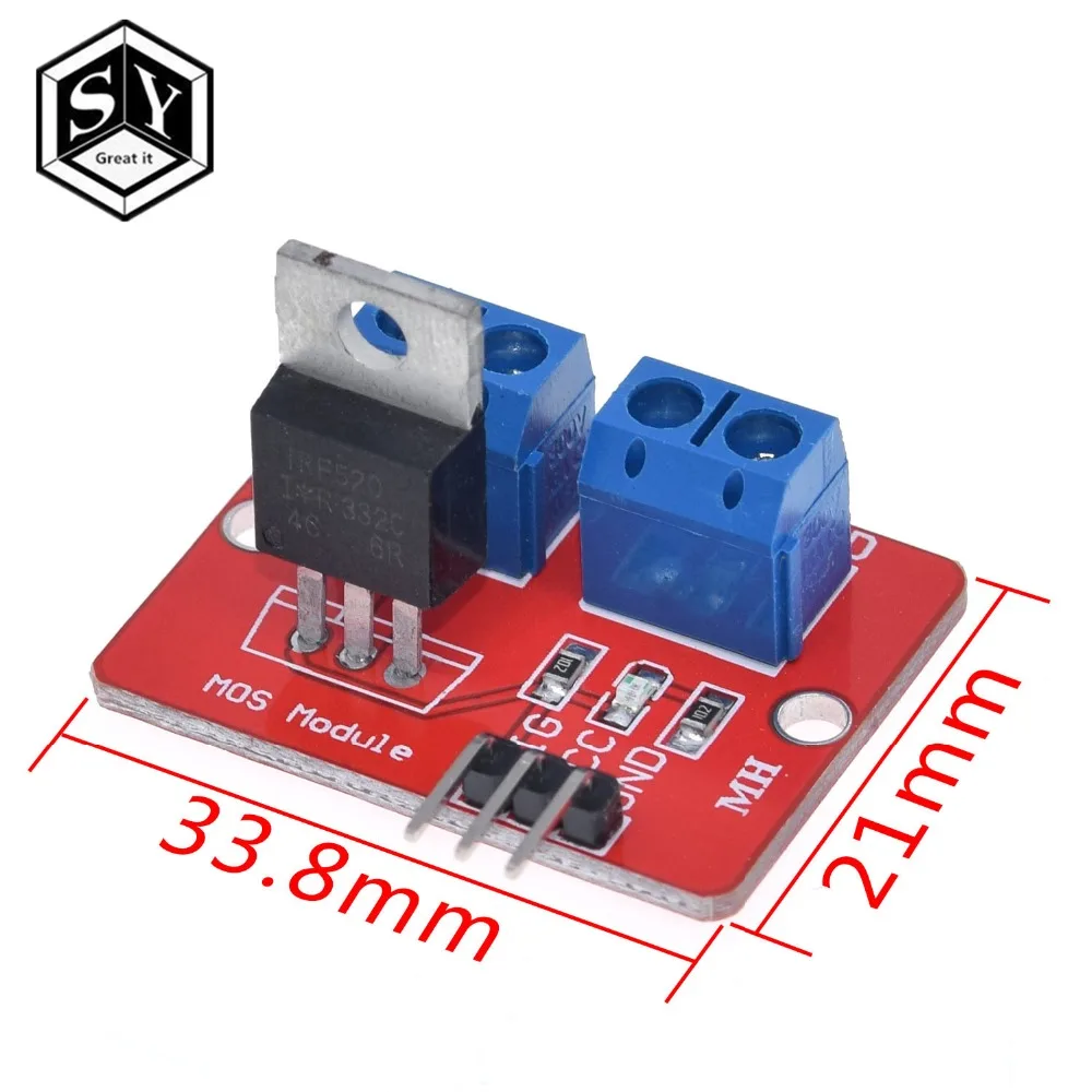 

10PCS Great IT 0-24V Top Mosfet Button IRF520 MOS Driver Module For Arduino MCU ARM Raspberry pi