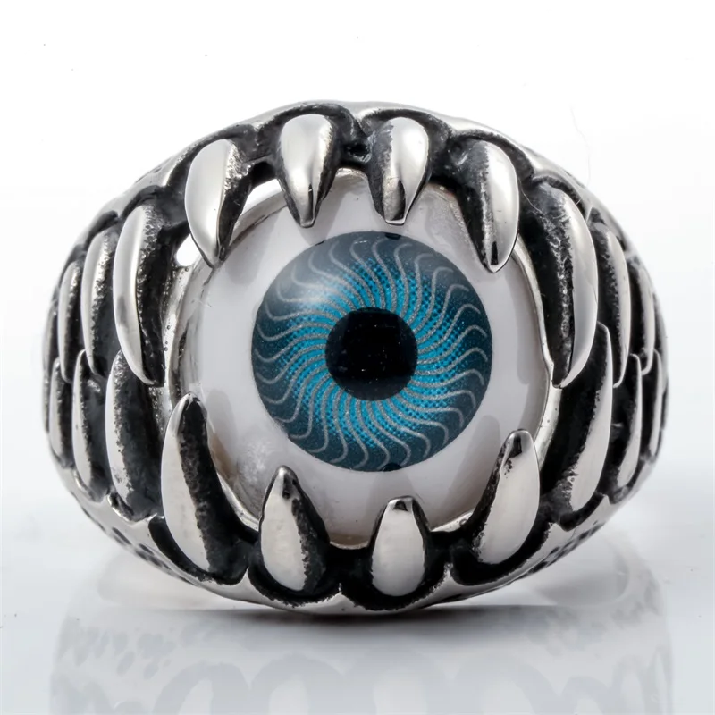 Mens Stainless Steel Eyeball Ring Punk Rock Party Jewelry Birthday