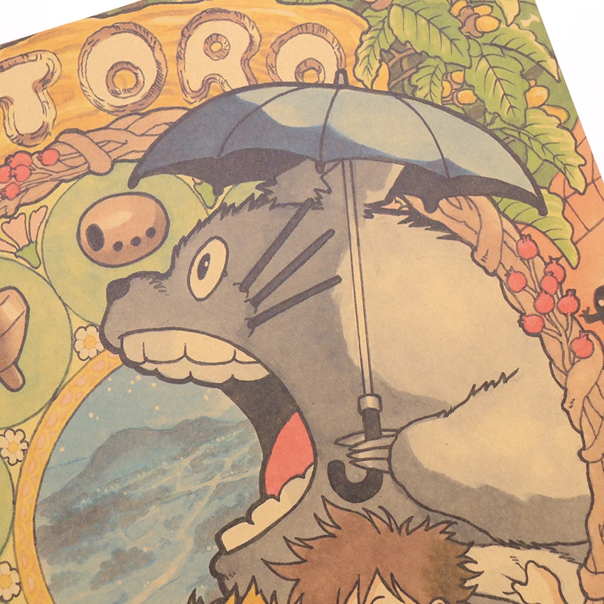 TIE LER Мой сосед Тоторо крафт-бумага плакат японская анимация плакат Декор стены стикеры 50,5X36 см