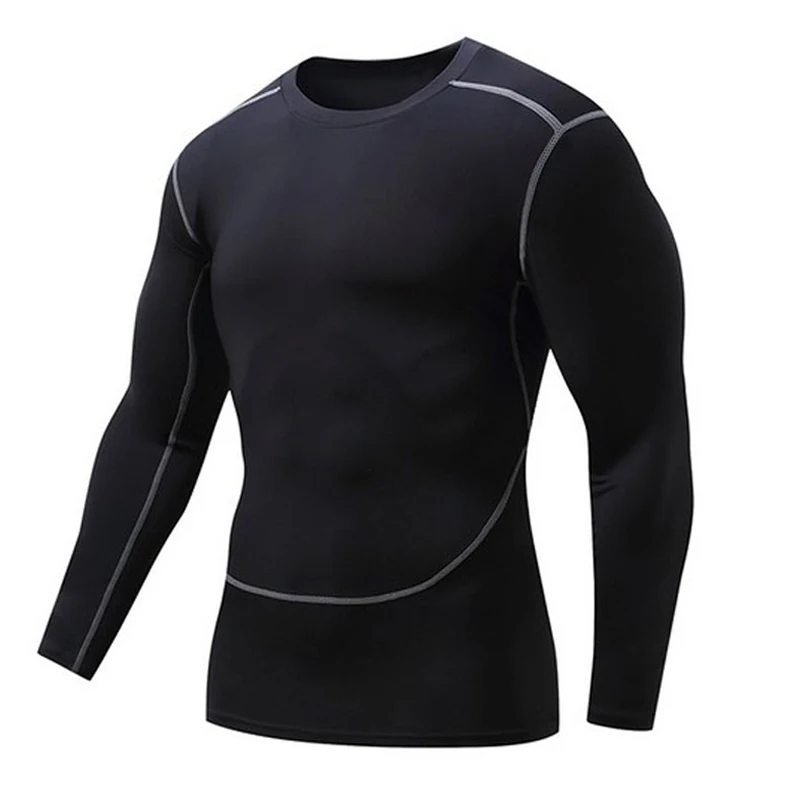 

Men Gyms Clothing Fitness compression male tops Bodybuilding Long Sleeved Tshirt rashguard Quick-drying t-shirts UVprotector