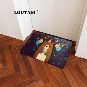 

LOUTASI Floor Door Mats Cartoon Printed Suede Non Slip Shower Mat Bathroom Carpet Bath Mat 40x60cm Toilet Rugs Home Decoration