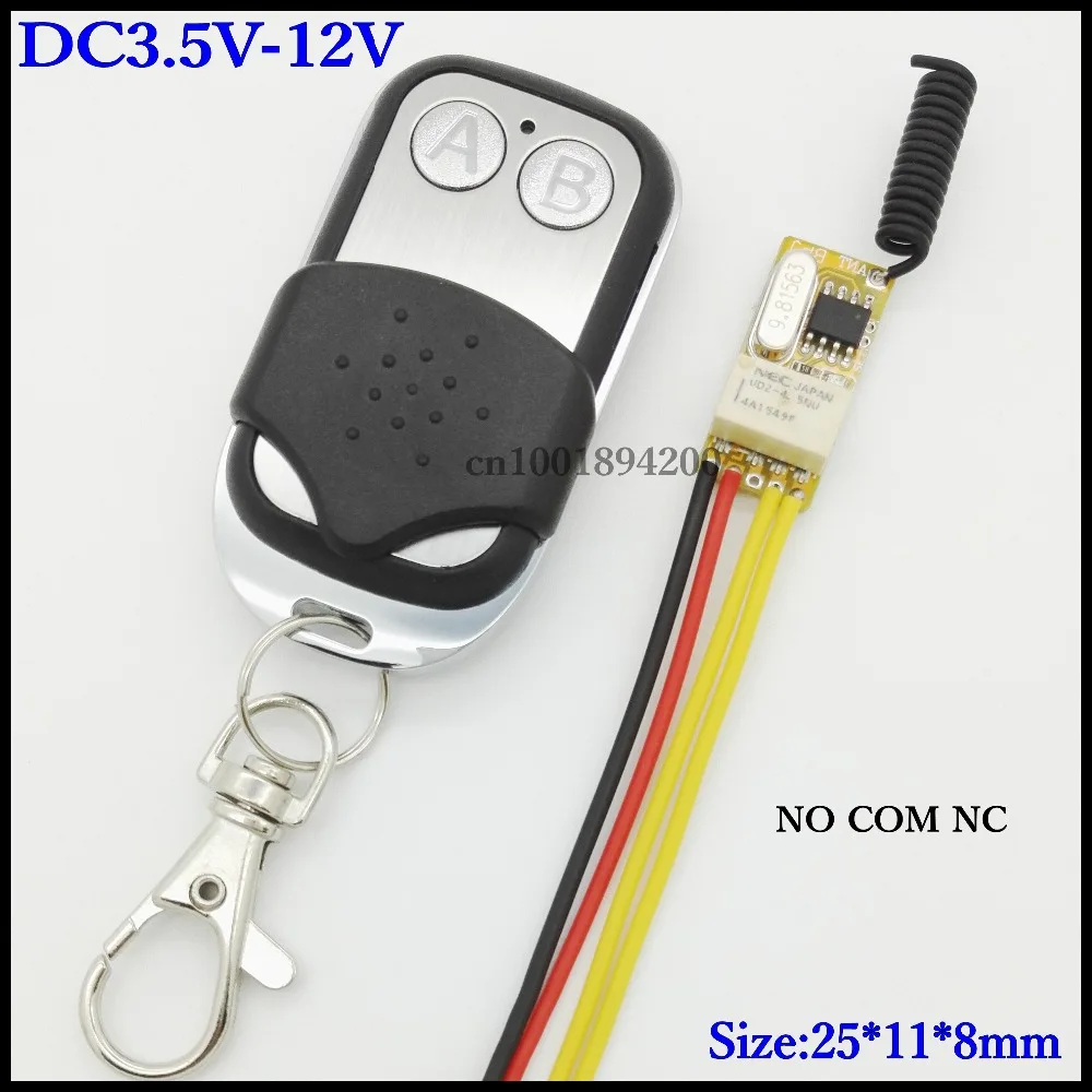 

Access Control System Remote Control Switches Relay Receiver COM NO NC Micro Small Wireless Conroller DC 3.7V 5V 6V 7.4V 9V 12V