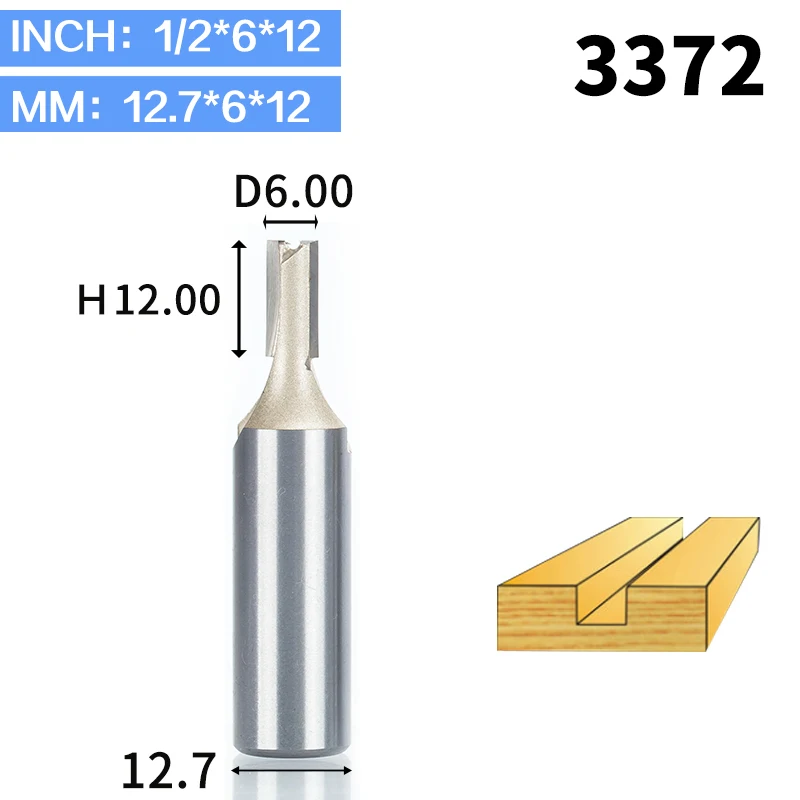 HUHAO 1pcs 1/2"Shank 2 flute straight bit Woodworking Tools Router Bits for Wood Tungsten Carbide endmill milling cutter - Длина режущей кромки: 3372