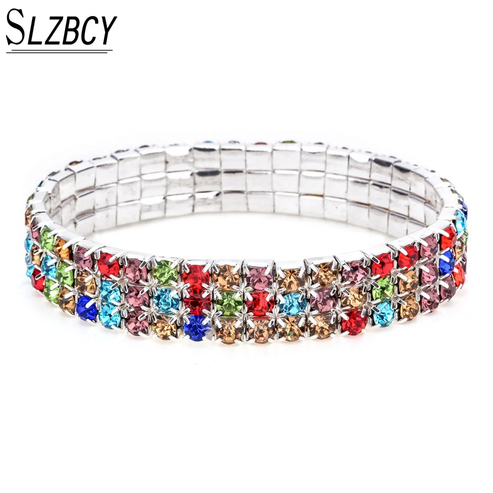 SLZBCY Bracelets Bangles For Women Shiny Bling Rhinestone Crystal