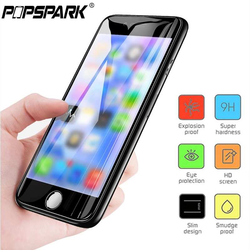 

9H Tempered Glass For iPhone X protective glass Plating Mirror Screen Protectors For iPhone 7 8 6 6s Plus Front Ultra-thin Glass