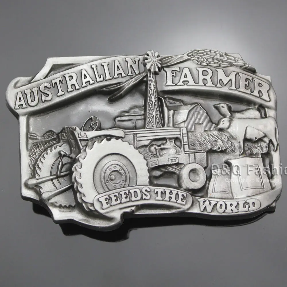 

Belt Buckle Jewelry 2017 New Vintage Silver Australian Farm Barn Tractor Cow Homestead Western