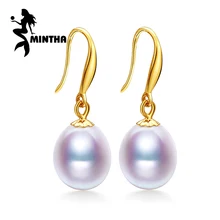Mintha 18 К золотые серьги жемчужные украшения, противоаллергическое 18 К золотые серьги-капли для Для женщин, Новая мода длинные серьги для любви