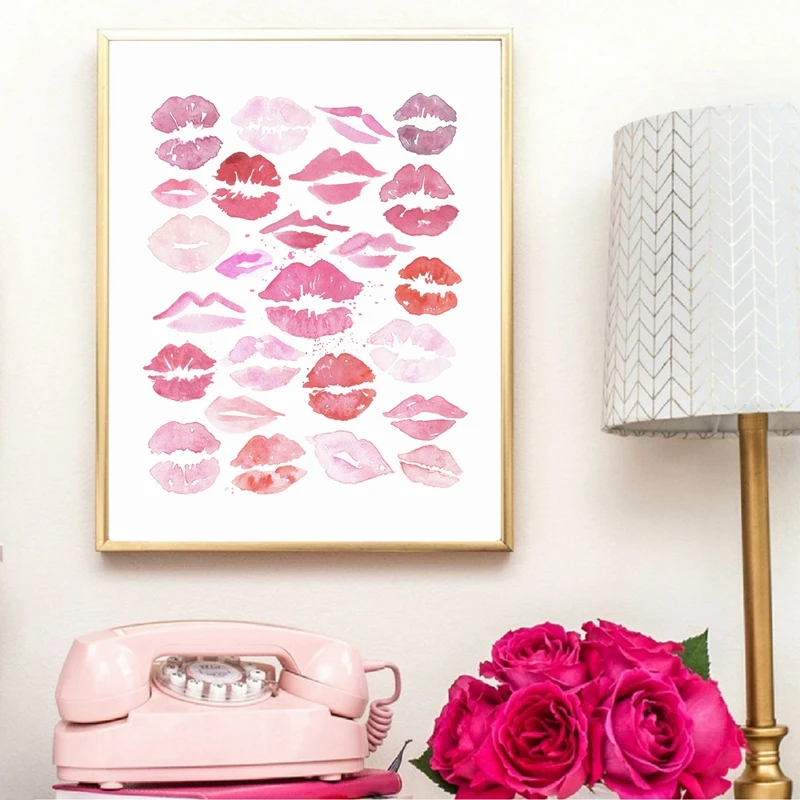 Pink Lips Wall Art Prints