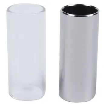 

New 2 Pieces Glass Slide and Metal Slide for Guitar, Bass, Medium (6 cm)