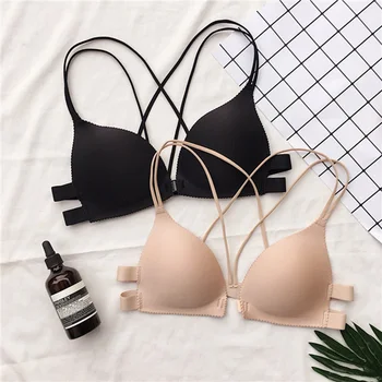 

New Style Women Sexy Lingerie Plus Size Crochet Cross-back Back Front Buckle Bra Push-up Crop Top Women Underwear Top Tracksuit