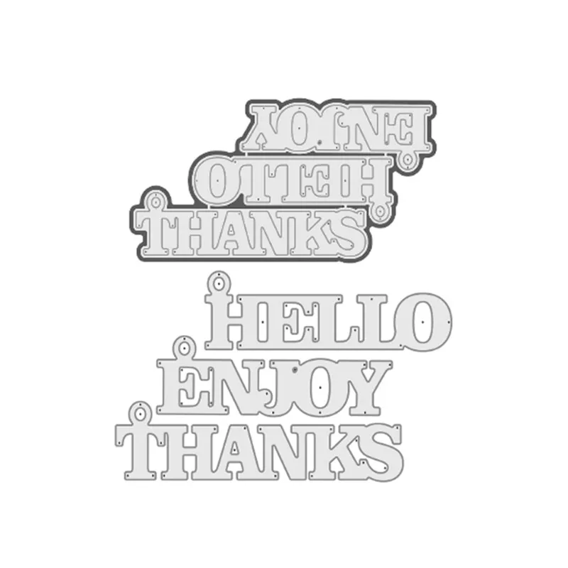 

Naifumodo Letter Hello Enjoy Thanks Tag Dies Metal Cutting Dies for Scrapbooking Photo Album Decorative Embossing DIY Paper Card