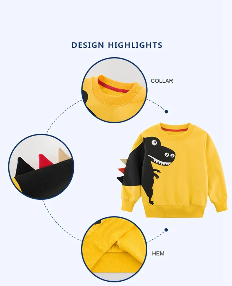 COOTELILI Dinosaur Clothes Baby Boys Cute Animal Spring Autumn Hoodies Sweatshirts Kids Boys Hoodies Long Sleeve Tops 90-140cm (7)