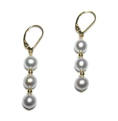 

PERFECT 8-9mm AAA+ gray south sea pearl drop earring 14k/20