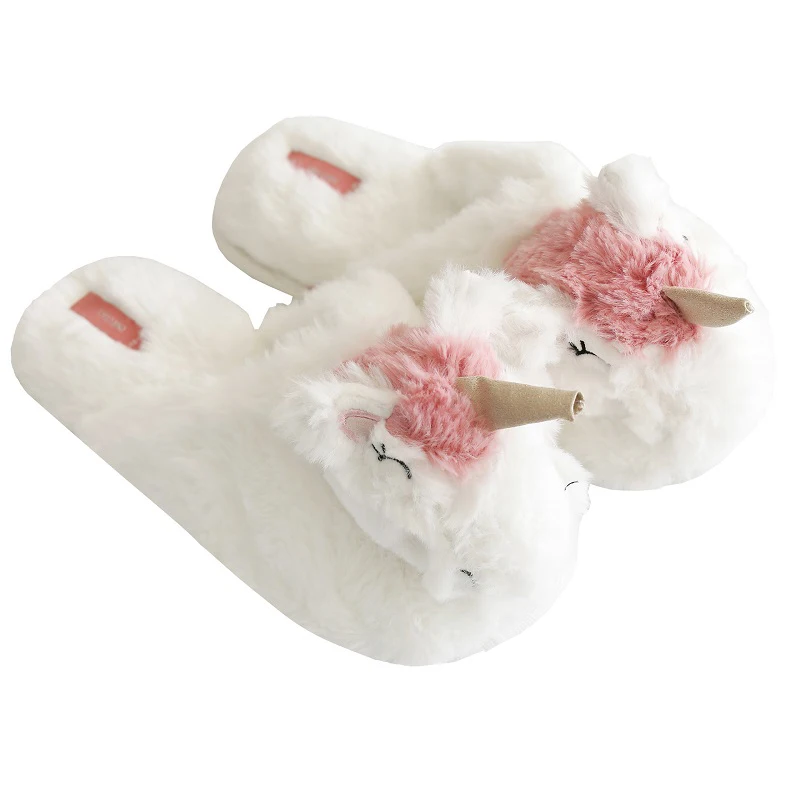 Женские зимние хлопковые тапочки с единорогом Pantufa Unicornio Домашние теплые