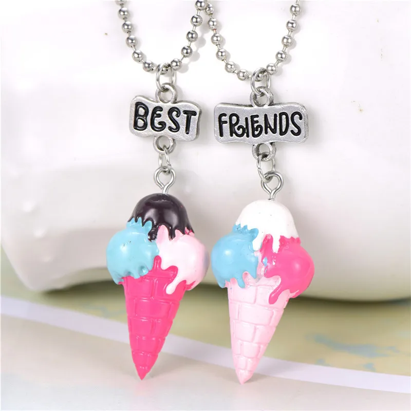 2 шт./компл. подвеска с радужным мороженым Best Friends BFF ожерелье для женщин детей