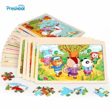 Preskool детские игрушки для дети мультфильм Животные мультистильные головоломки Деревянные Игрушки для раннего образования
