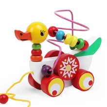 Милые детские игрушки деревянные утенок на колесах игрушки для развивающие игры для детей игрушки от 9 месяцев до 3 лет утенок на колесах детские подарки
