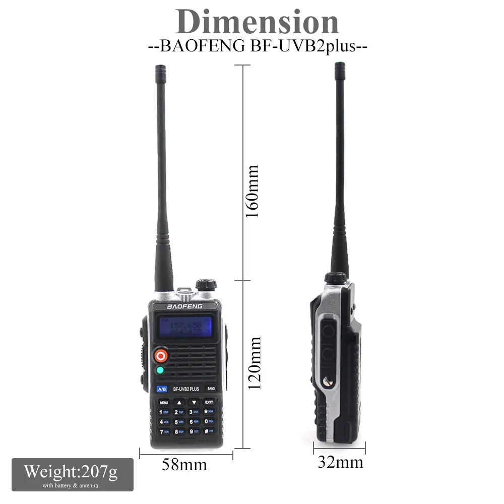 Baofeng UV-B2Plus рация 8 Вт Двухдиапазонная 136-174 МГц 400-520 МГц 4800 мАч двухстороннее радио Ham радио UVB2 плюс fm-приемопередатчик