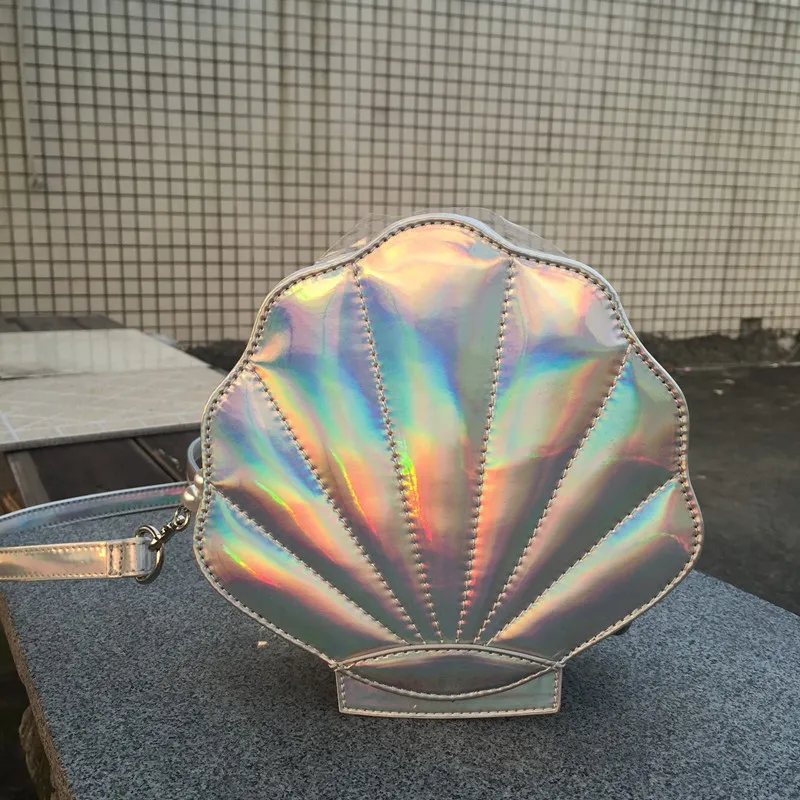 

Fashion brand personality new design laser sweet shell chain shoulder bag clutch bag girl's messenger bag handbag flap 3 color