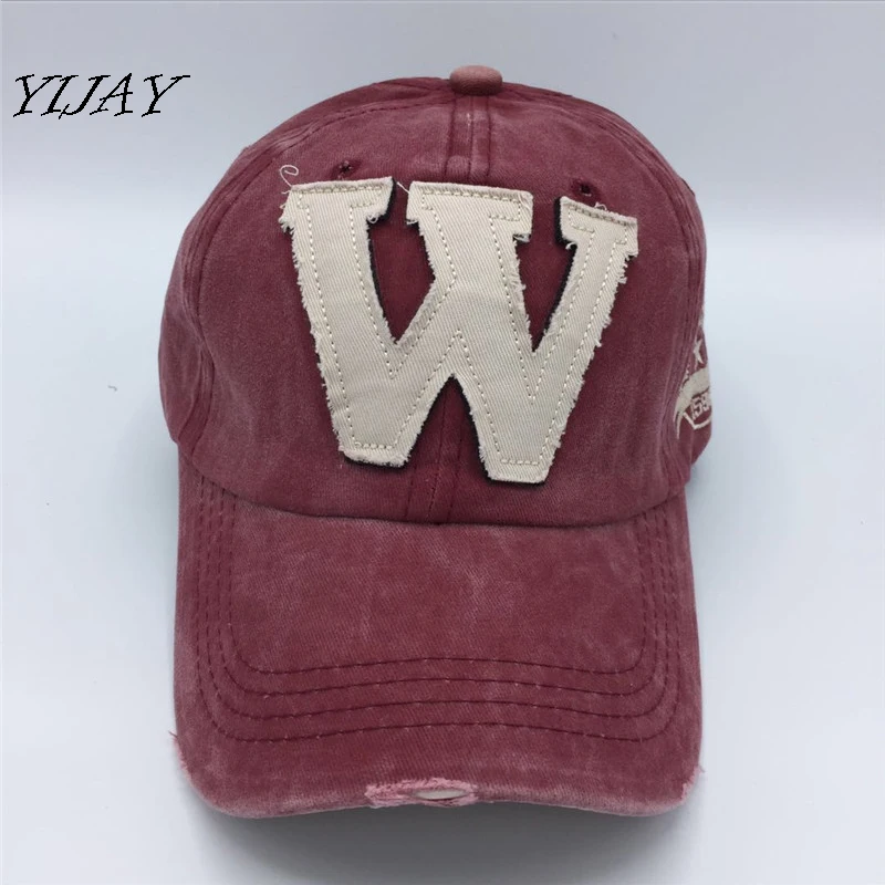 YIJAY 5 lavado denim snapback caps otoño letra W del algodón nuevos hombres mujeres gorra de béisbol sunblock beisbol casquette