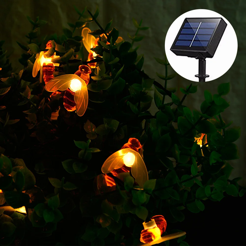

5M Solar Lights String 20 Led String Light Honey Bee Solar LED Garland Holiday Outdoor Garden Fence Decoration Fairy Lights