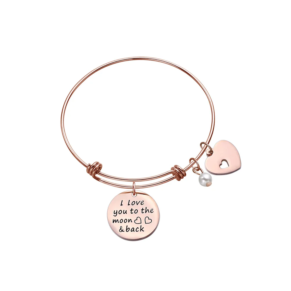 Women Girl Jewelry I Love You To The Moon And Back Bracelet With Cut Out Heart Charm Bangle Bracelet Gifts For Mom Daughter Bangles Aliexpress Women Girl Jewelry I Love You To The Moon And Back Bracelet With Cut Out Heart Charm Bangle Bracelet Gifts For Mom Daughter Bangles Aliexpress