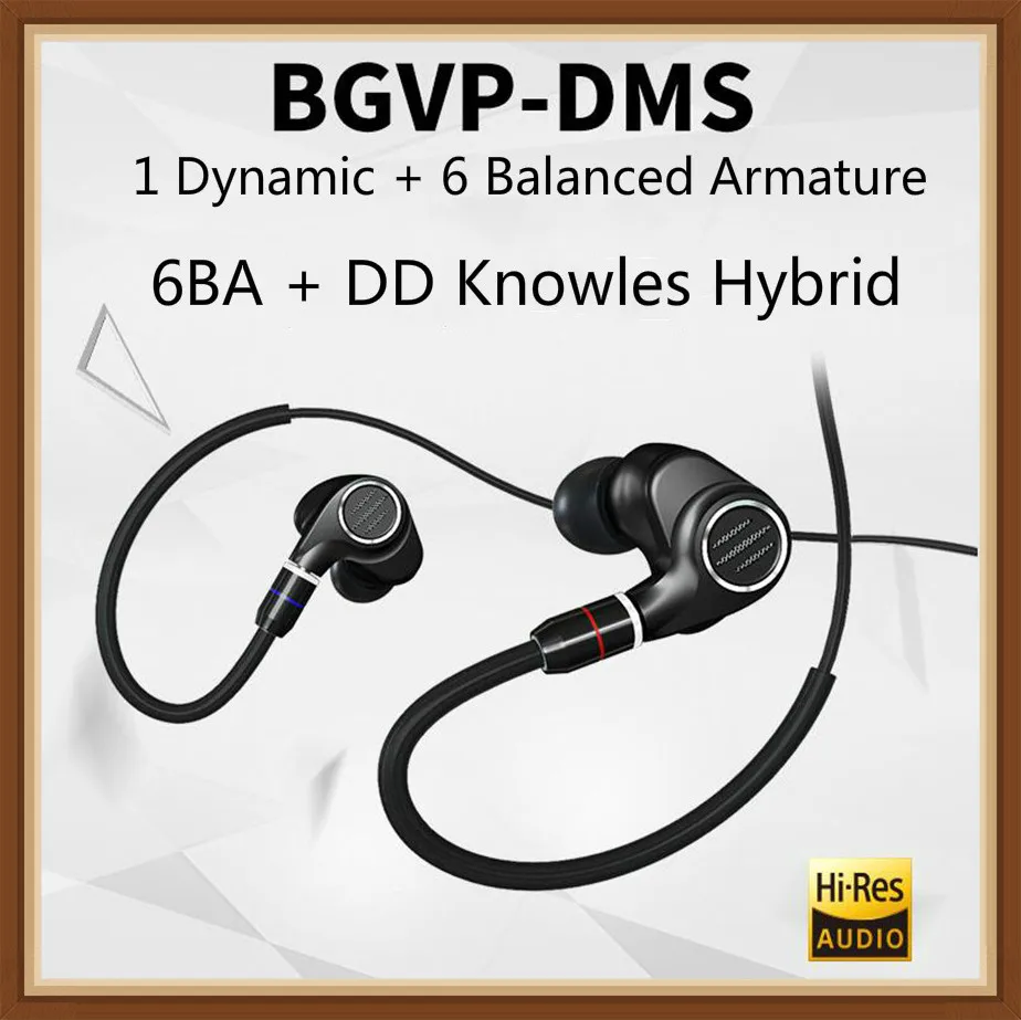 BGVP DMS 1DD+ 6BA сбалансированные арматурные гибридные наушники-вкладыши Hifi музыкальный монитор DJ бас Бег Спорт IPX3 MMCX MP3 наушники