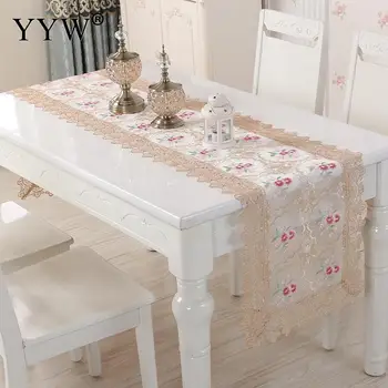 

Europe Flowers Tablecloth Dustproof Table Cloth White Hollow Lace Cotton Linen Wedding Banquet Tv Cabinet Cover Table Carpet