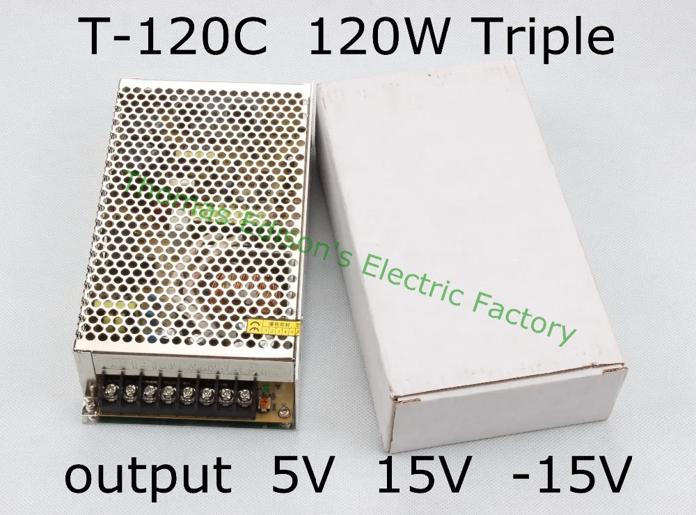 Тройной выход питание 120 Вт 5 В 10A, 15 в 3.5A,-15 в 1A мощность suply T-120C ac dc конвертер хорошее качество