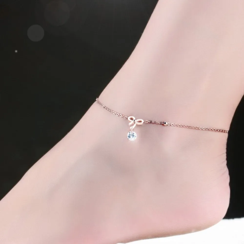 

18K gold plating Fashion Jewelry Girl's Ladies Anklets for Women Ankle Chain Bracelet in Rose Gold Tone Color