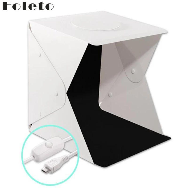 Foleto 40cm Mini Folding Softbox Studio Portable Photography Desktop LED Light Photo Soft Box Built in