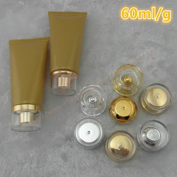 

60G gold Cosmetic Cream Tube,60ml Plastic Soft tube,for eye cream/gel/mildy wash/essence fluid/hand cream/sample container