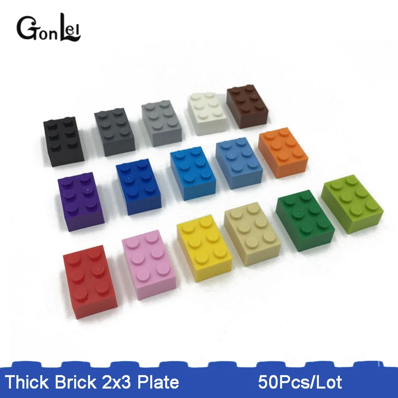

50Pcs/Lot MOC Thick Brick 2 x 3 Plate Building Blocks Assembling Bricks DIY Toys Kids Designer Particles Compatible with 3002