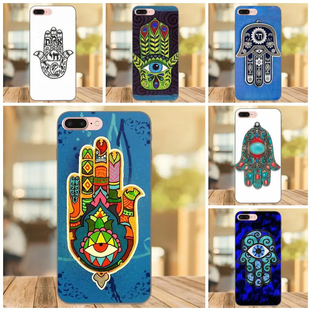 

For Apple iPhone X XS Max XR 4 4S 5 5S SE 6 6S 7 8 Plus Diy Printing Drawing TPU Phone Case Hamsa Evil Eye Judaica Hand