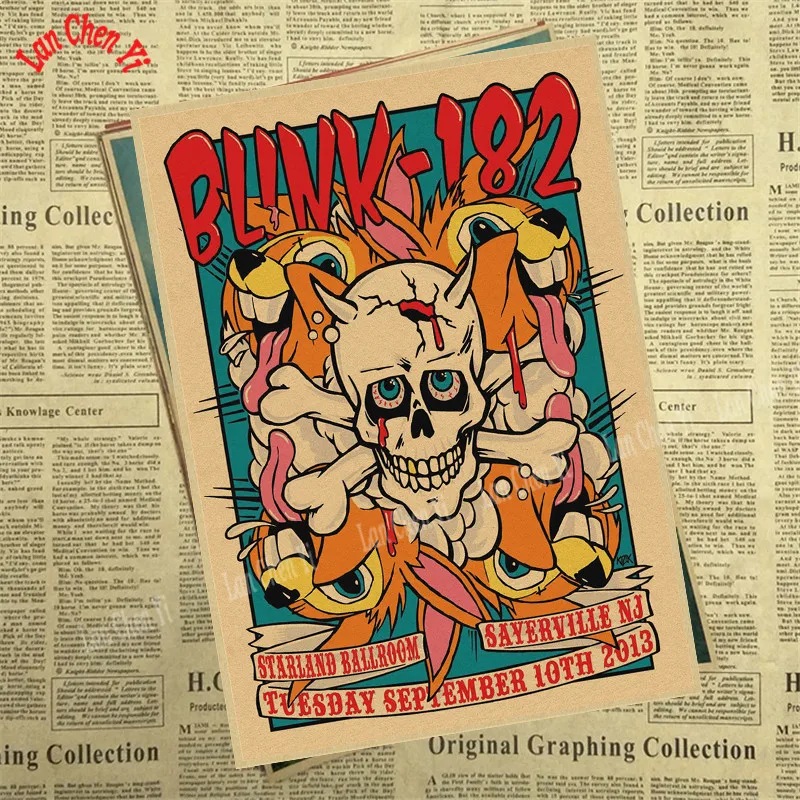 Многоцветный Blink 182 Рок Группа Музыка крафт бумага античный плакат высокого качества печать рисунок ядро декоративная живопись - Цвет: Многоцветный