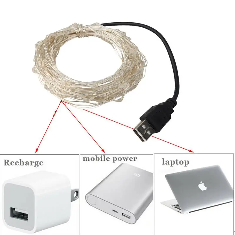 Водонепроницаемая светодиодная гирлянсветильник с USB праздничный уличный