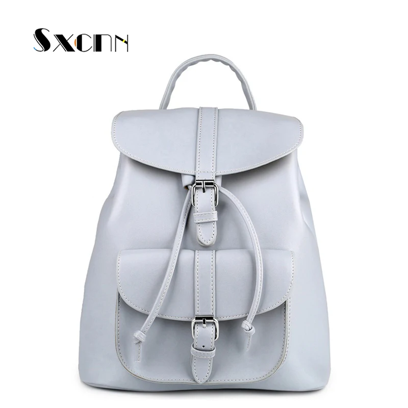

SXCNN Women backpack PU Leather Laptop Backpack Waterproof School Bags For Teenage Fashion Girls Casual Travel Backpacks Woman