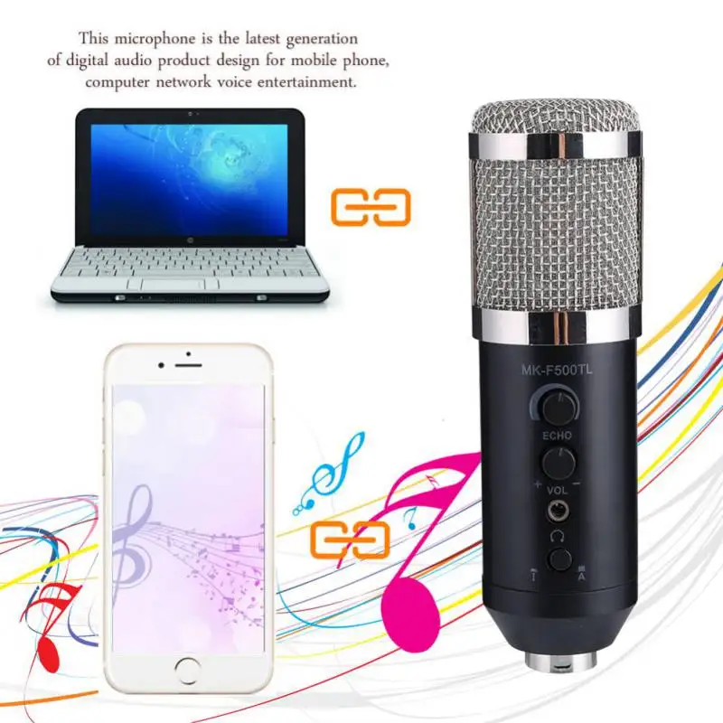 

Professional Condenser Microphone Computer Mobile Phone Large Diaphragm Recording Studio Cardioid Microphone for Ios Android