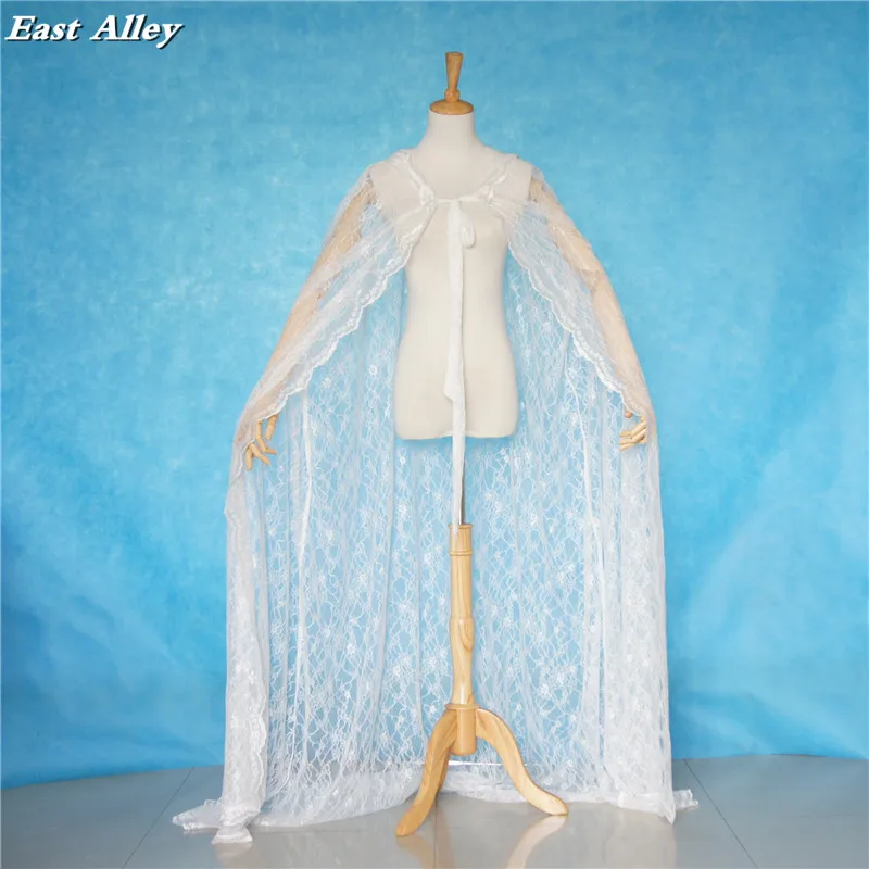 

Ivory / White Lace Cape Cloak Hooded Wedding Gothic Medieval Costume Renaissance Halloween