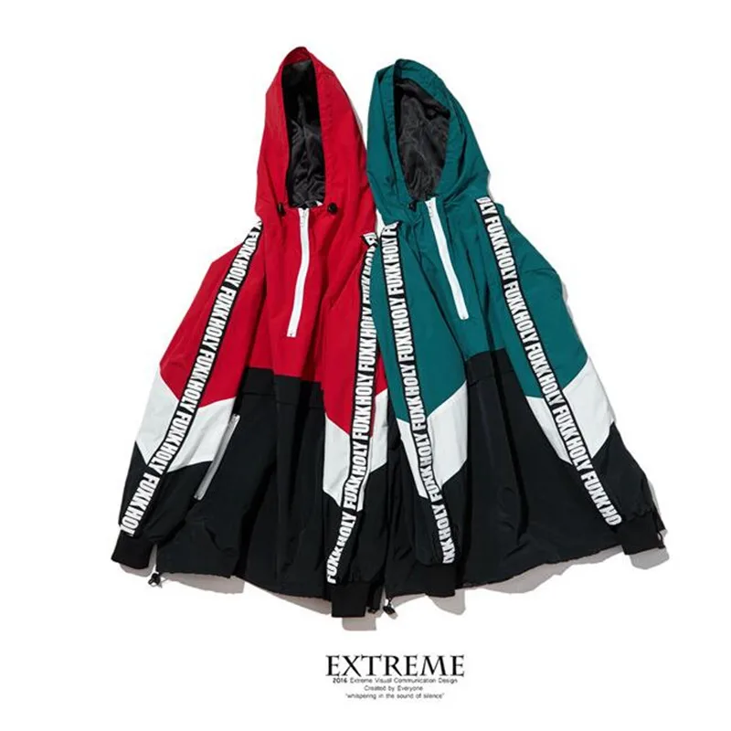 Patchwork Color Block Pullover Hooded Jackets 2017 Autumn Zipper Tracksuit Casual Jacket Coats Hip Hop Male Streetwear Patchwork Color Block Pullover Hooded Jackets 2017 Autumn Zipper Tracksuit Casual Jacket Coats Hip Hop Male Streetwear