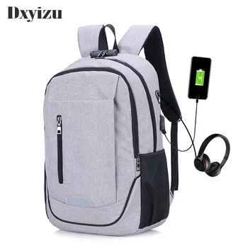 

2020 USB Charging Business Password Lock Anti-theft Backpack Men Women School Bag With Earphone Hole Travel Bagpacks