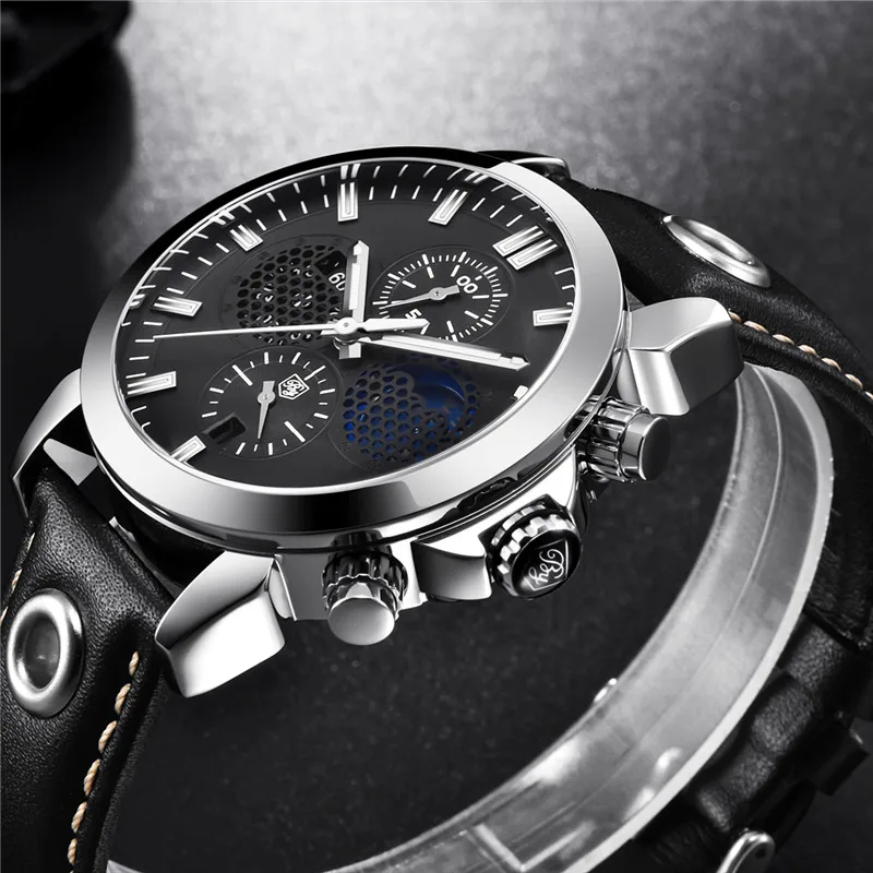 

BENYAR Luxury Sport Watches Fashion Brand Military Waterproof Chronograph Mens Leather Quartz WristWatch Relogio Masculino