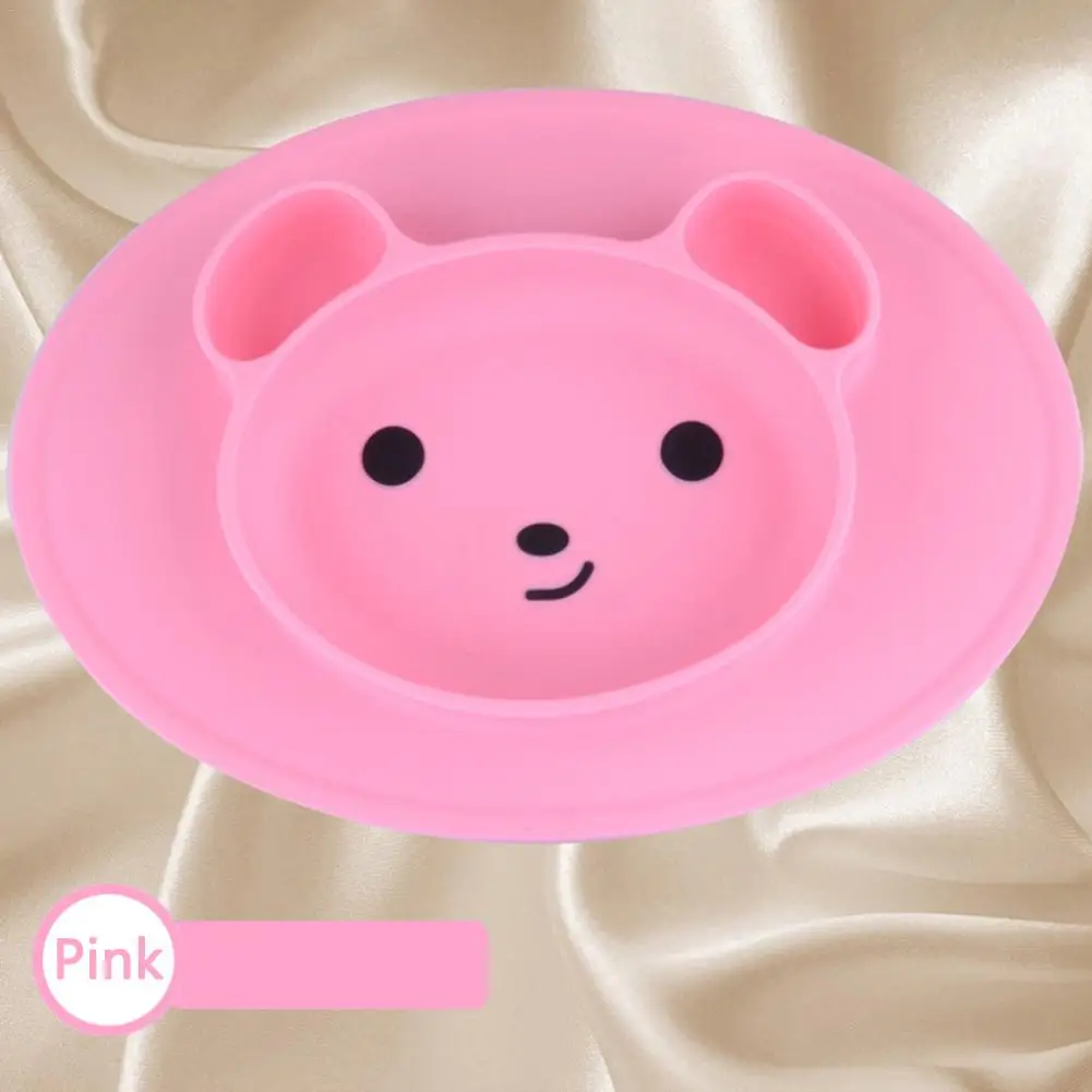 Baby Silicone Bear Shaped Plate Mat Silicone Suction Tray Non-slip Small Mat Infant Kids Meal Fruits Tray Toddler Green Placemat
