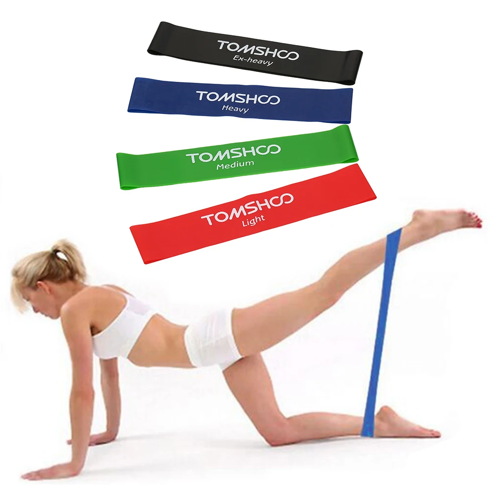 

TOMSHOO Yoga Rubber Loops Gym Fitness Equipment Strength Training Sport Latex Strength Training Loops Bands Workout Bands black