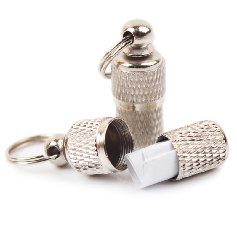 

Pet Dog Cat ID Tags Silver Storage Capsule Address Label Tube Holder Identification Card Pet Collar