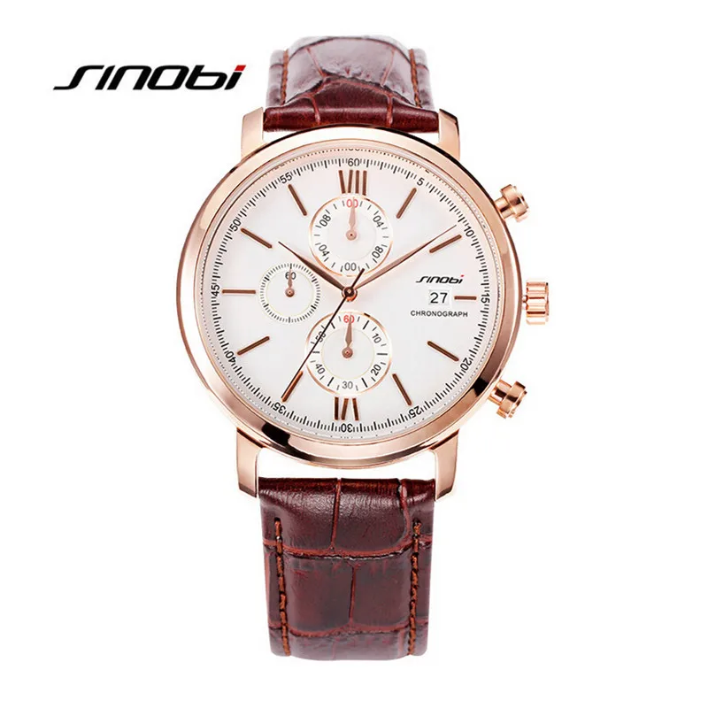 

2016 Brand SINOBI Watches Men Casual Quartz Reloj Leather Wristwatch Army Military Hombre Men'S Clock Relogio Masculino AA170