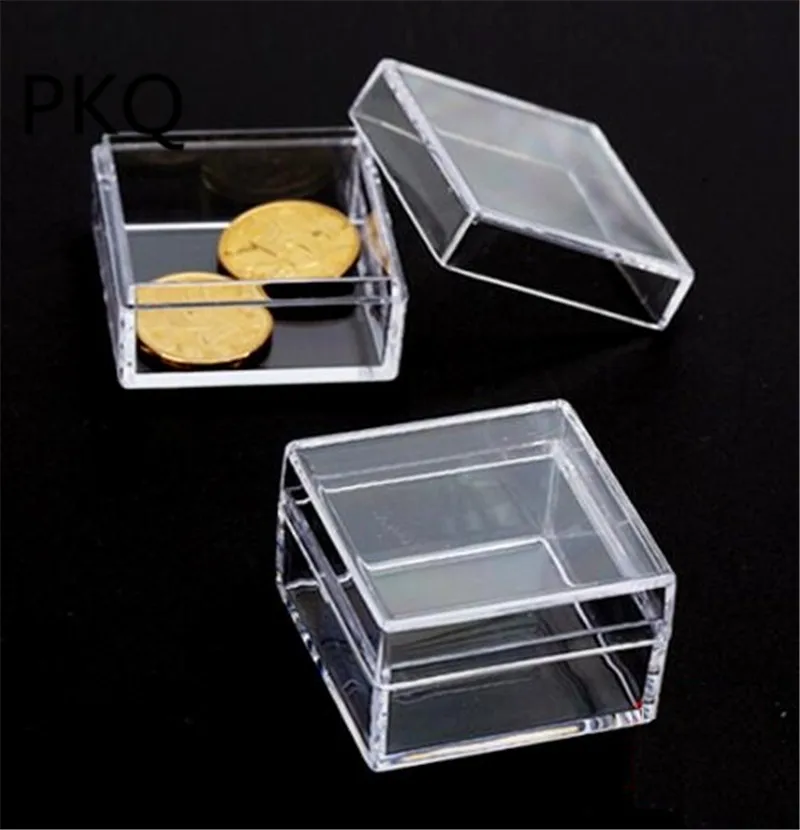 20pcs 4*4*2.4cm Small Square Plastic Box Clear Storage Box Coin Bead