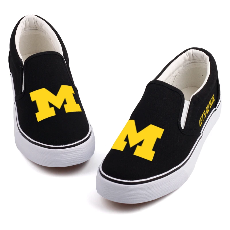 

Letter Printed Casual Loafers Shoes Custom America Michigan State Students Team Fans Canvas Shoes Slip On Espadrilles