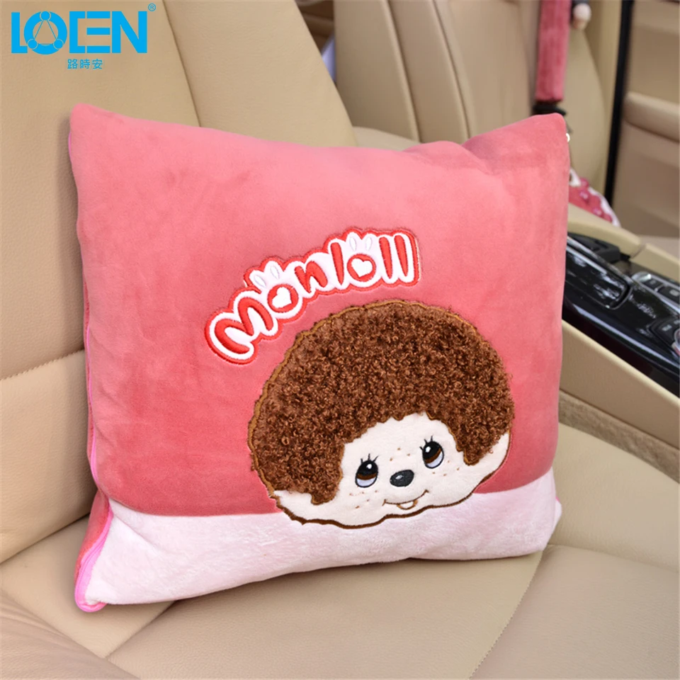 

LOEN Car seat support 1PC Cute cartoon plush office chair car styling Multi-function Double use Lumbar Support folding quilt
