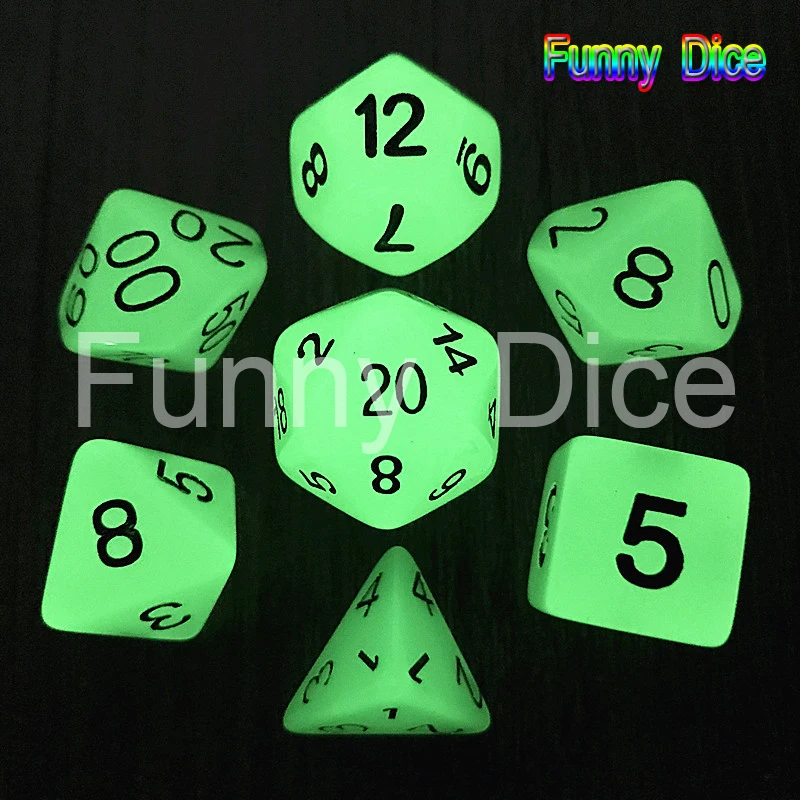 

7pc/lot Glow in the dark RPG Digital Dice Set D4,6,8,10,10%,12,20 Set Light dnd dice